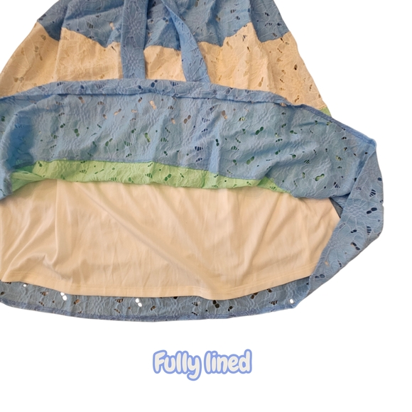 NewWOT Flying Tomato Strapless Midi Dress Cream, Blue & Green Stripes - Small - Picture 9 of 16